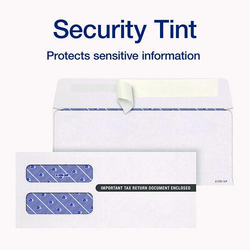 Image of Adams® 2222PS3 3-Up 1099-NEC Peel and Seal Double-Window Security Tint Envelopes, Commercial Flap, 8.75 x 3.75, White, 24/Pack