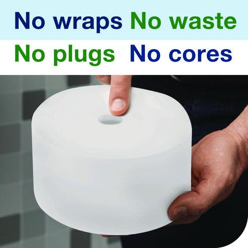 Image of Tork® 472887 OptiServe High-Capacity Coreless Toilet Paper, 2-Ply, White, 1,500 Sheets/Roll, 18 Rolls/Carton