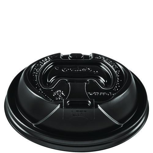 Image of Dart® OPT1224TGB Optima Reclosable Lids for Hot Paper Cups, Fits 12 oz to 24 oz Hot Cups, Plastic, Black, 1,200/Carton