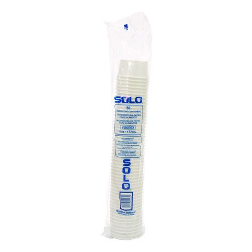 Image of SOLO® VS606X-02050 Double Poly Paper Food Container, 6 oz, 3.83" Diameter x 1.99" h, White, 1,000/Carton