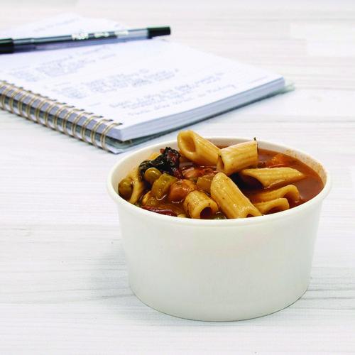 Image of SOLO® VS606X-02050 Double Poly Paper Food Container, 6 oz, 3.83" Diameter x 1.99" h, White, 1,000/Carton