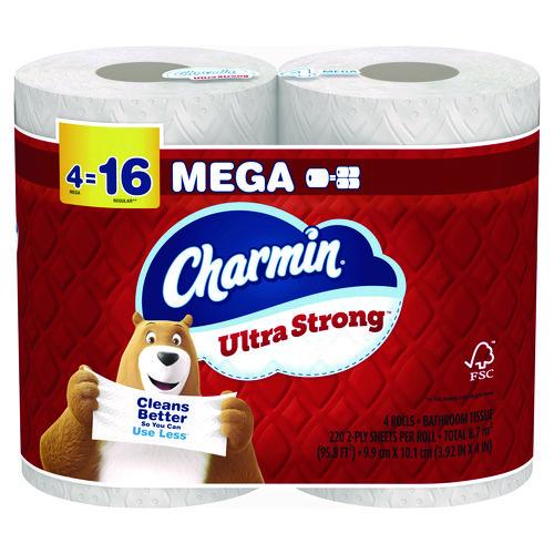 Image of Charmin® 80730324 Ultra Strong Bathroom Tissue, Septic Safe, 2-Ply, White, 220 Sheets/Roll, 4 Rolls/Pack, 8 Packs/Carton