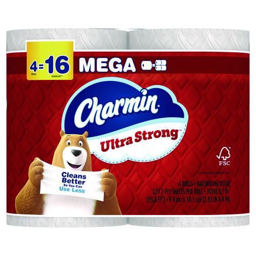 Image of Charmin® 80730324 Ultra Strong Bathroom Tissue, Septic Safe, 2-Ply, White, 220 Sheets/Roll, 4 Rolls/Pack, 8 Packs/Carton
