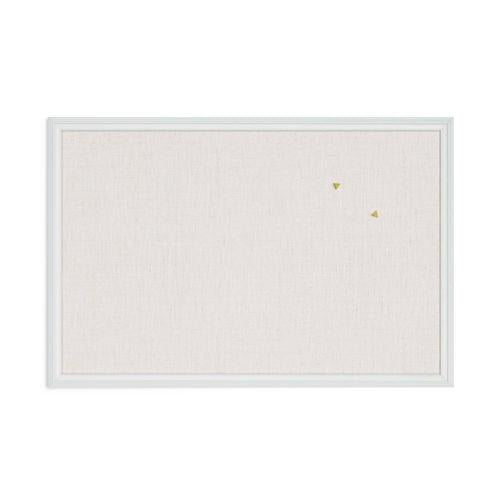 Image of U Brands Linen Bulletin Board with Decor Frame, 30" x 20", Tan Surface, White Wood Frame