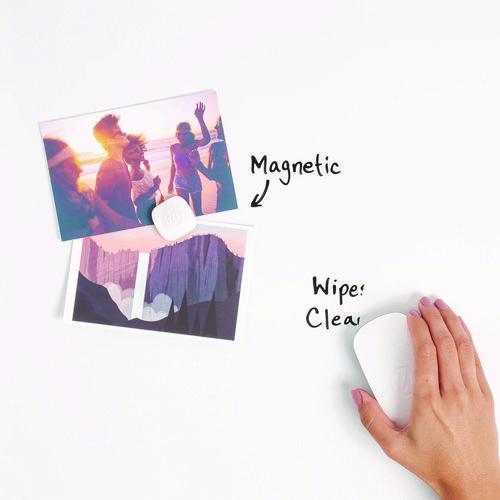 Image of U Brands Magnetic Dry Erase Board with Decor Frame, 30" x 20", White Surface, White Wood Frame