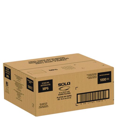 Image of SOLOÂ® Compostable Paper Dinnerware, ProPlanet Seal, Plate, 6" dia, White, 1,000/Carton