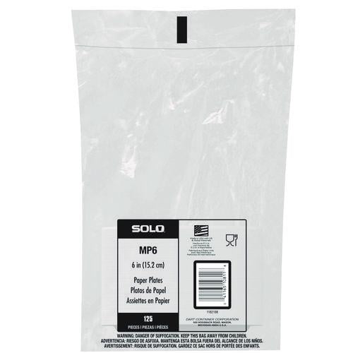 Image of SOLOÂ® Compostable Paper Dinnerware, ProPlanet Seal, Plate, 6" dia, White, 1,000/Carton