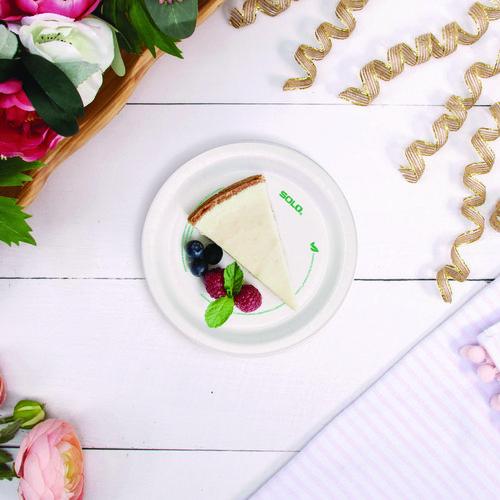Image of SOLOÂ® Compostable Paper Dinnerware, ProPlanet Seal, Plate, 6" dia, White, 1,000/Carton
