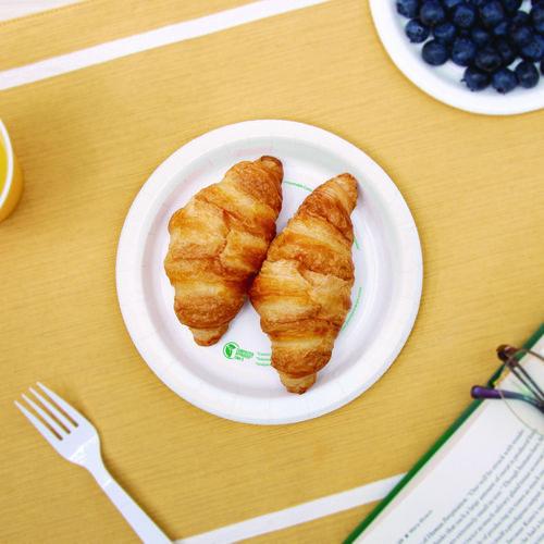 Image of SOLOÂ® Compostable Paper Dinnerware, ProPlanet Seal, Plate, 6" dia, White, 1,000/Carton