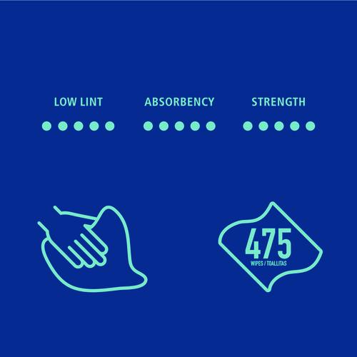 Image of Boardwalk® HS475B Hydrospun Wipers, 12 x 12, Blue, 475 Sheets/Roll