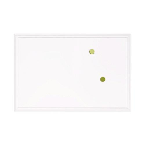 Image of U Brands Magnetic Dry Erase Board with Decor Frame, 30" x 20", White Surface, White Wood Frame
