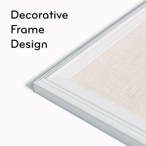 Image of U Brands Linen Bulletin Board with Decor Frame, 30" x 20", Tan Surface, White Wood Frame