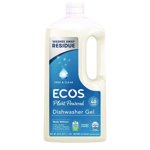 Image of ECOS® 975408CT Automatic Dishwasher Gel, Free and Clear, 40 oz Bottle, 8/Carton