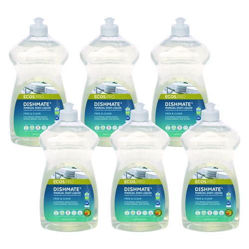Image of ECOS® PRO PL97216CT Dishmate Manual Dish Liquid, Free and Clear, 25 oz Squeeze Bottle, 6/Carton
