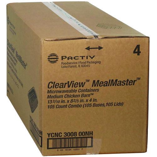 Image of Pactiv Evergreen ClearView MealMaster Chicken Barn, 13.3 x 8.4 x 4, Black/Clear, Plastic, 105/Carton