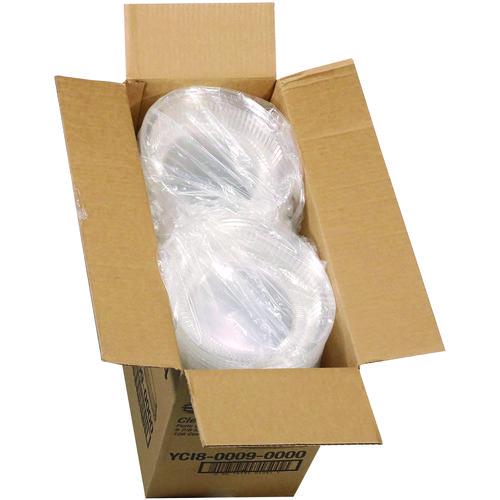 Image of Pactiv Evergreen YCI800090000 ClearView Dome-Style Lid with Tabs, 8.9" Diameter x 0.8" h, Clear, Plastic, 126/Carton