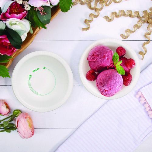 Image of SOLO® HB12-PLANET Compostable Paper Dinnerware, ProPlanet Seal, Bowl, 12 oz, White, 125/Pack