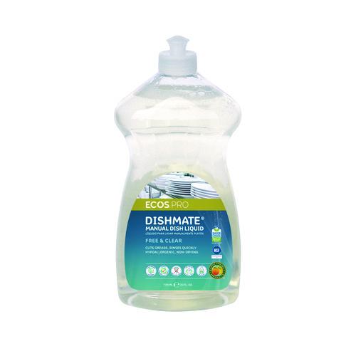 Image of ECOS® PRO PL97216CT Dishmate Manual Dish Liquid, Free and Clear, 25 oz Squeeze Bottle, 6/Carton