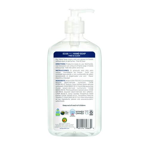 Image of ECOSÂ® PRO Liquid Hand Soap, Free and Clear, 17 oz, 6/Carton