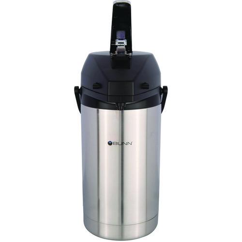 Image of BUNN® 32130.0000 Lever Action Airpot, 101 oz, Stainless Steel/Black