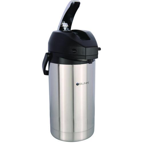 Image of BUNN® 32130.0000 Lever Action Airpot, 101 oz, Stainless Steel/Black