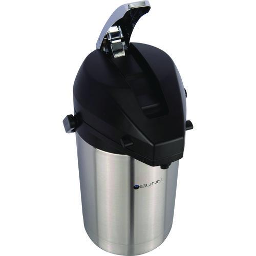 Image of BUNN® 32130.0000 Lever Action Airpot, 101 oz, Stainless Steel/Black