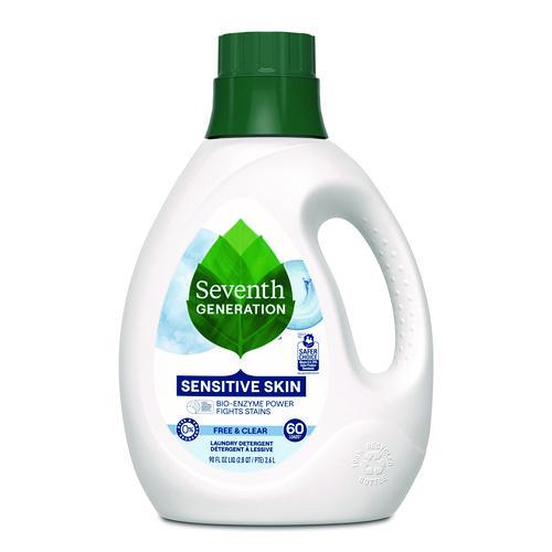 Image of Seventh Generation® 68748039 Natural Liquid Laundry Detergent, Sensitive Skin Free and Clear, 90 oz Bottle, 4/Carton