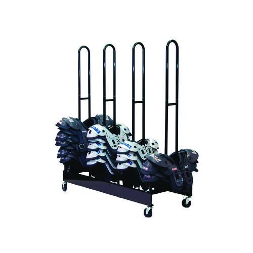 Image of Champion Sports FBSPR4 Mobile Four-Stack Shoulder Pad Rack, Metal, 176 lb Capacity, 24" x 59" x 68", Black