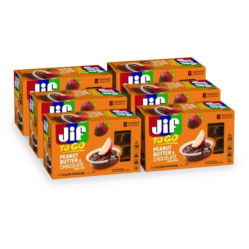 Image of Jif To Go® Chocolate Peanut Butter, Chocolate, 1.1 oz Cups, 8 Cups/Pack, 6 Packs/Carton