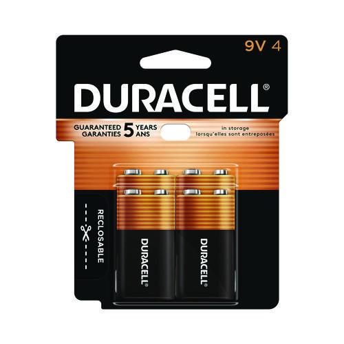 Image of Duracell® MN16RT4Z Coppertop Alkaline 9v Batteries, 4/pack