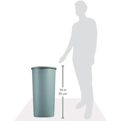 Image of Rubbermaid® Commercial FG354600GRAY Untouchable Large Plastic Round Waste Receptacle, 22 gal, Plastic, Gray