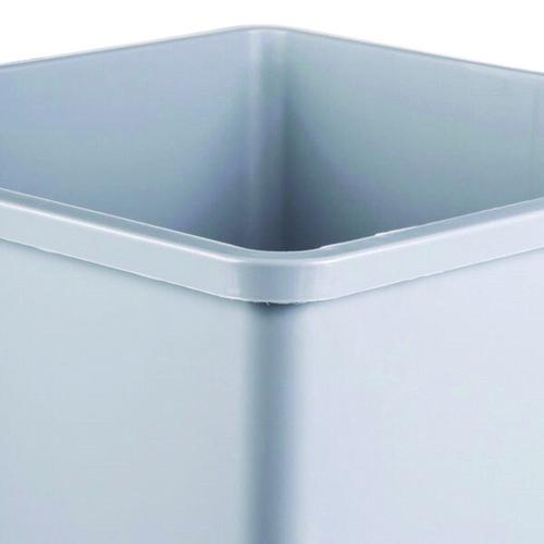 Image of Rubbermaid® Commercial FG395800GRAY Untouchable Square Waste Receptacle, 35 gal, Plastic, Gray