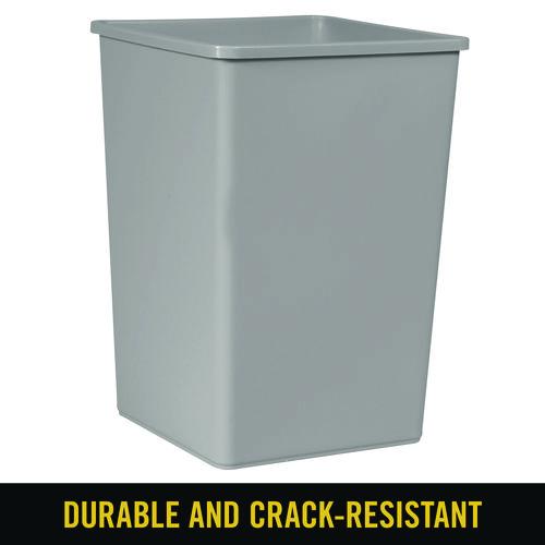 Image of Rubbermaid® Commercial FG395800GRAY Untouchable Square Waste Receptacle, 35 gal, Plastic, Gray