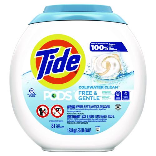 Image of Tide® 91798 Pods, HE Compatible, Unscented, 81 Pods/Tub, 4 Tubs/Carton