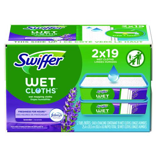 Image of Swiffer® 00743 Sweeper TRAP + LOCK Wet Mop Cloth, 8 x 10, White, Lavender Scent, 38/Pack