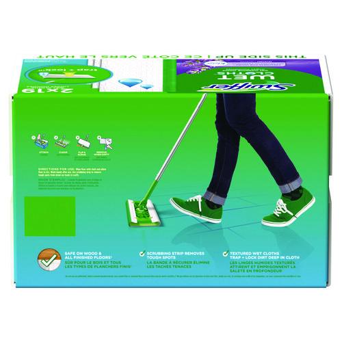 Image of Swiffer® 00743 Sweeper TRAP + LOCK Wet Mop Cloth, 8 x 10, White, Lavender Scent, 38/Pack