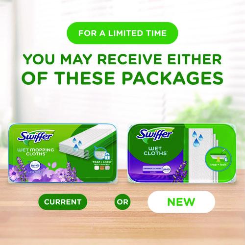 Image of Swiffer® 00743 Sweeper TRAP + LOCK Wet Mop Cloth, 8 x 10, White, Lavender Scent, 38/Pack
