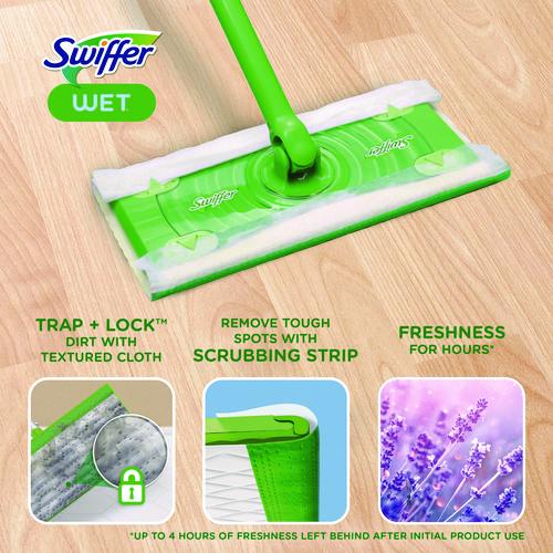 Image of Swiffer® 00743 Sweeper TRAP + LOCK Wet Mop Cloth, 8 x 10, White, Lavender Scent, 38/Pack