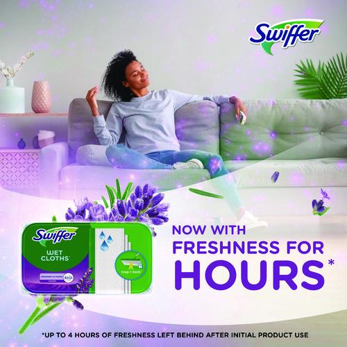 Image of Swiffer® 00743 Sweeper TRAP + LOCK Wet Mop Cloth, 8 x 10, White, Lavender Scent, 38/Pack