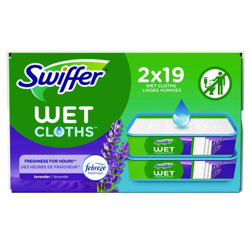 Image of Swiffer® 00743 Sweeper TRAP + LOCK Wet Mop Cloth, 8 x 10, White, Lavender Scent, 38/Pack