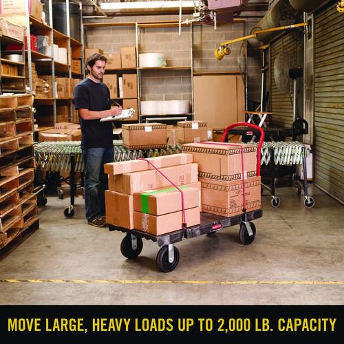 Image of Rubbermaid® Commercial FG444100BLA Platform Truck, 2,000 Lb Capacity, 24 X 48 X 7, Black