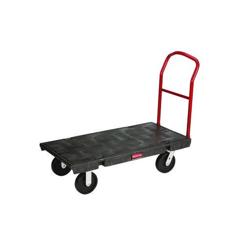 Image of Rubbermaid® Commercial FG447100BLA Platform Truck with 8" Polyolefin Casters, 2,000 lb Capacity, 30 x 60 x 7, Black