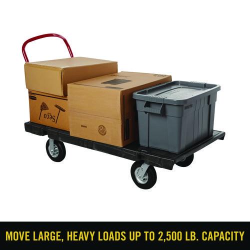 Image of Rubbermaid® Commercial FG447100BLA Platform Truck with 8" Polyolefin Casters, 2,000 lb Capacity, 30 x 60 x 7, Black