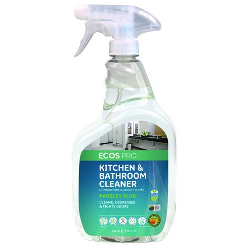 Image of ECOSÂ® PRO Parsley Plus All-Purpose Kitchen and Bathroom Cleaner, Parsely Scent, 32 oz Spray Bottle, 6/Carton