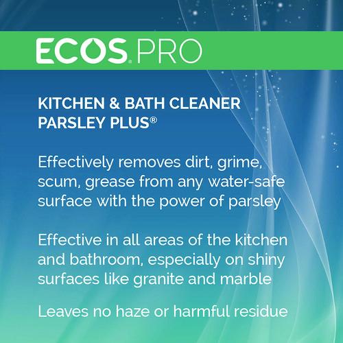 Image of ECOSÂ® PRO Parsley Plus All-Purpose Kitchen and Bathroom Cleaner, Parsely Scent, 32 oz Spray Bottle, 6/Carton