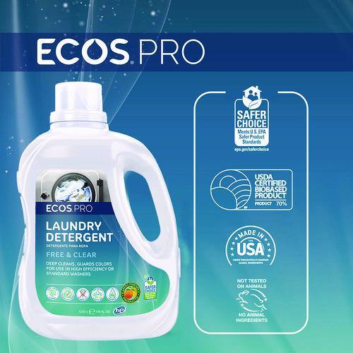 Image of ECOS® PRO PL937102CT Laundry Detergent Liquid, Free and Clear, 170 oz Jug, 2/Carton