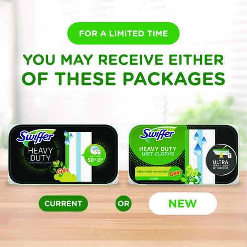 Image of Swiffer® 76471 Heavy-Duty Wet Refill Cloths, 8 x 10, Gain Original Scent, White, 10 Cloths/Tub