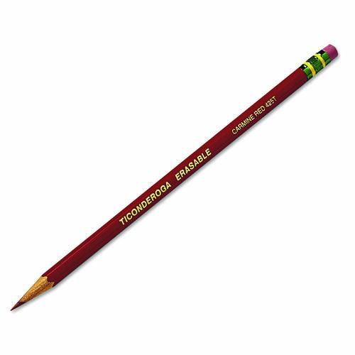 Image of Ticonderoga® 142590002 Erasable Colored Pencils, 2.6 mm, 2B, Carmine Red Lead, Carmine Red Barrel, 12/Pack