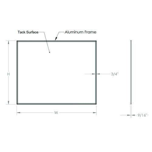 Image of Ghent AV47-183 Vinyl Bulletin Board with Aluminum Frame, 87.91" x 48.5", Ebony Surface, Satin Aluminum Frame