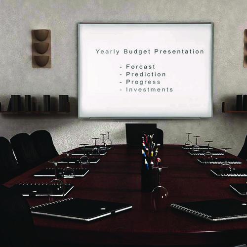 Image of Ghent PRM1-47-4 Proma Projection Magnetic Porcelain Whiteboard, 87.91" x 48.5", White Surface, Satin Aluminum Frame